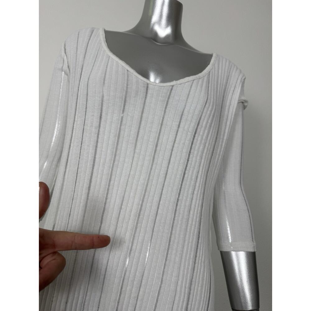 Free People Top Shirt White Sheer Side Slit 3/4 Sleeve We The Free XS - Picture 5 of 13